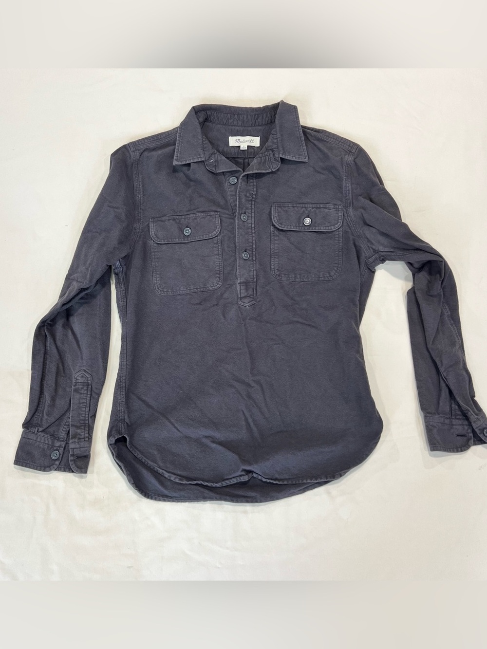 Men's Madewell Long-Sleeve Button Flannel Quarter button down in Charcoal
